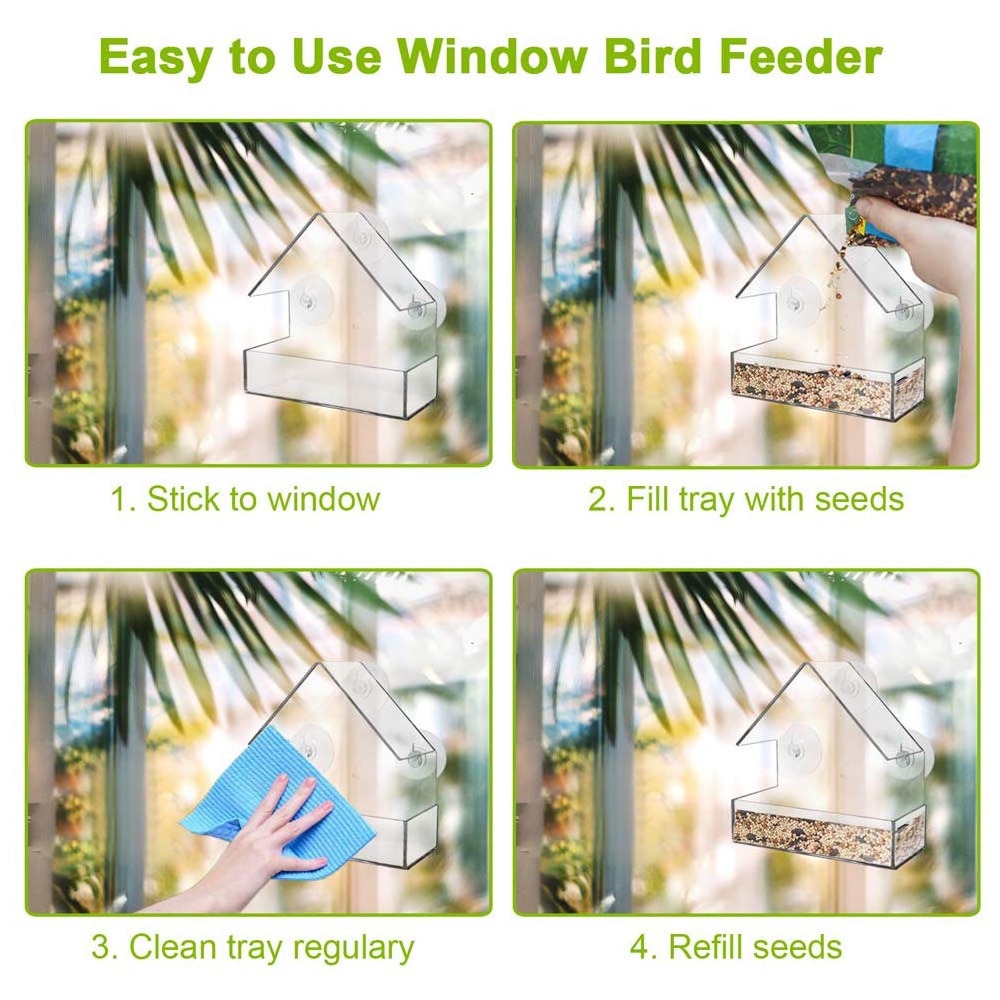 Bird Feeder Acrylic Transparent Window