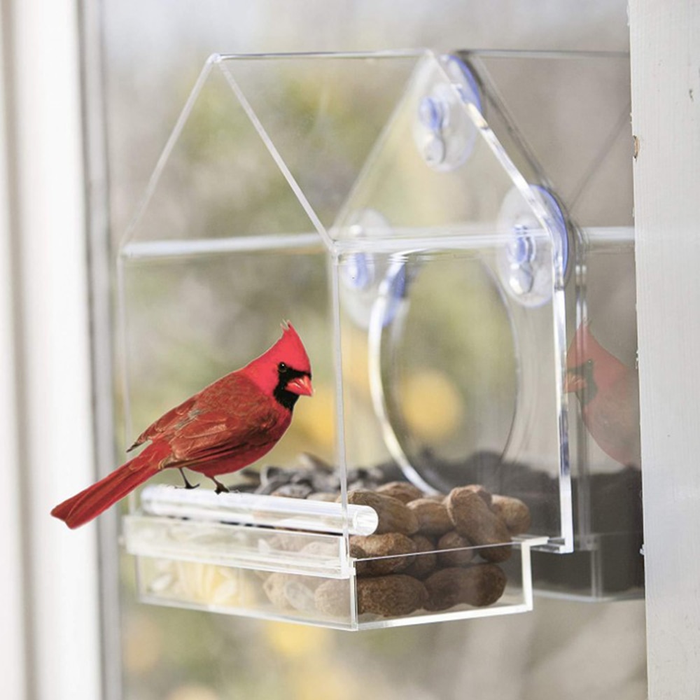 Acrylic Anti-squirrel Transparent Window Bird Feeder