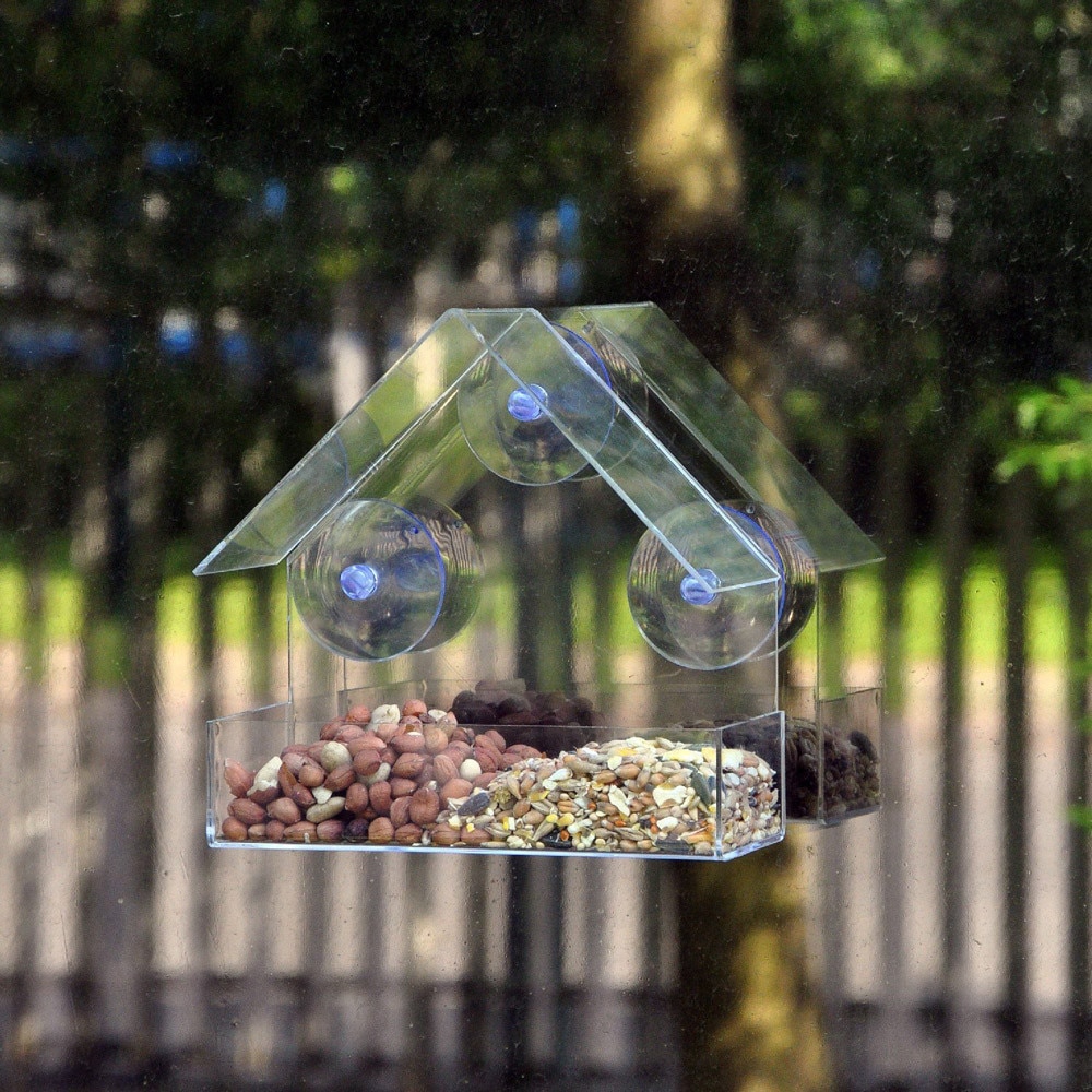 1PCS Bird Feeder Clear Glass Window