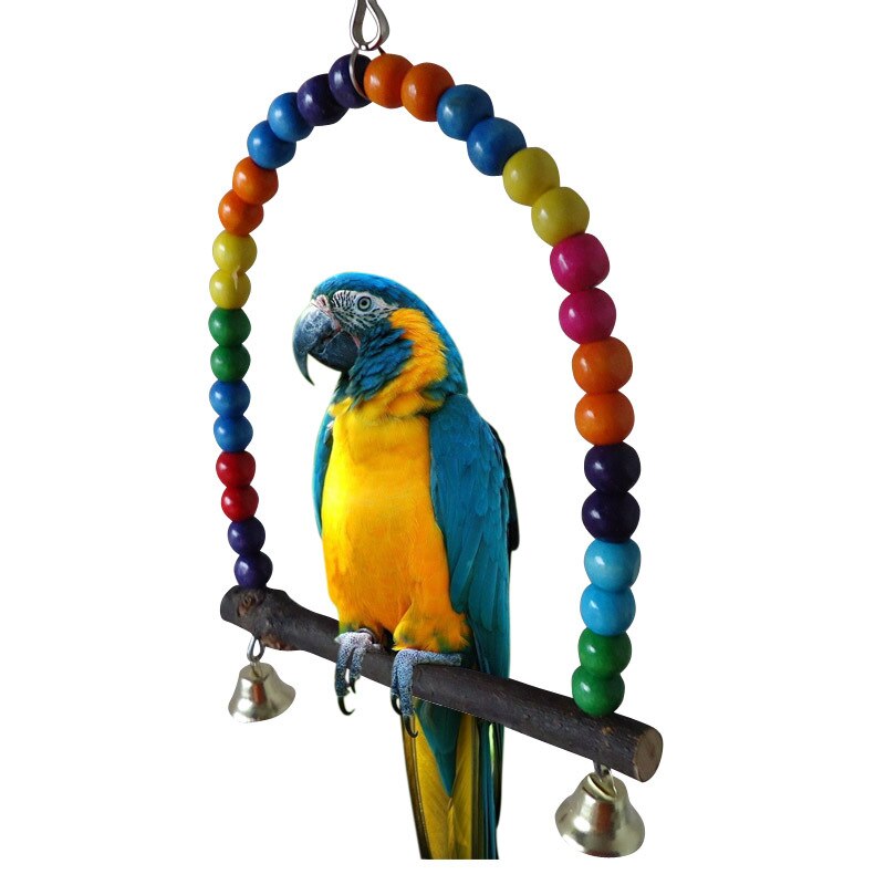 1PC Natural Wooden Parrots Swing Toy