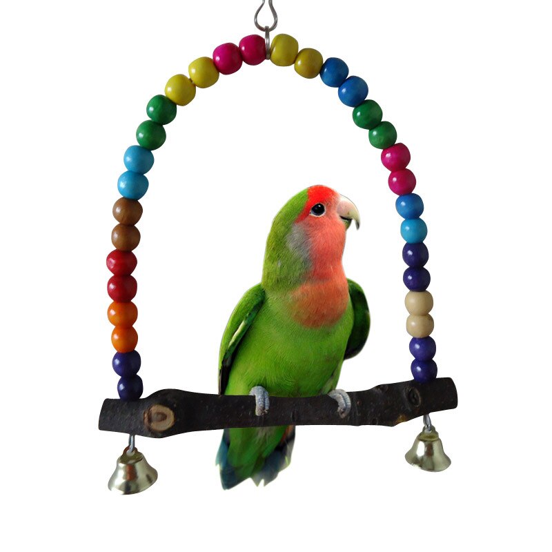 1PC Natural Wooden Parrots Swing Toy