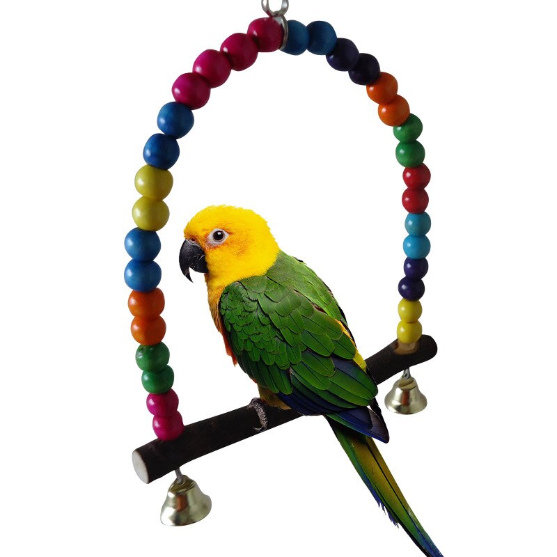 1PC Natural Wooden Parrots Swing Toy