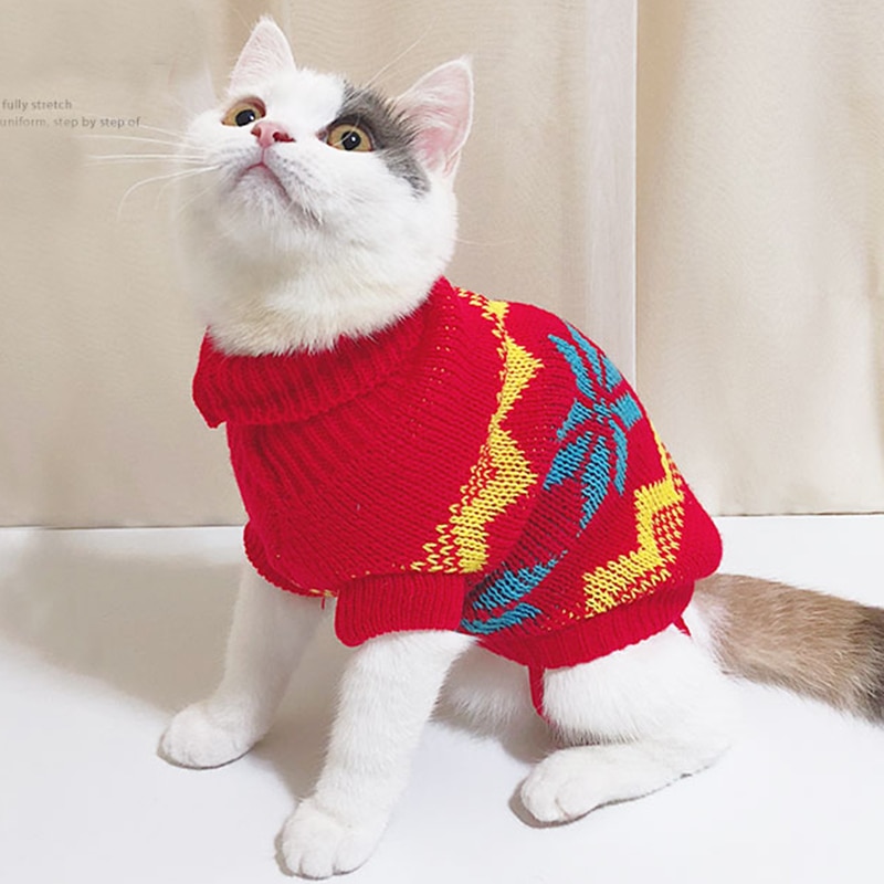 Pet Cat Reindeer Sweater Winter Warm