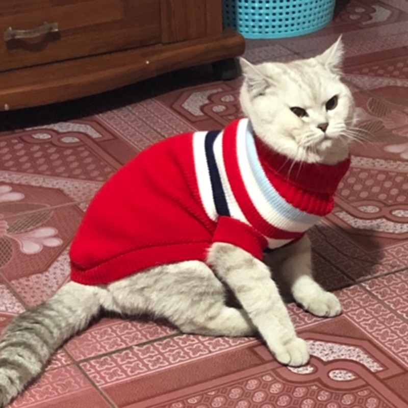 Cute Cat Sweater Pullover Winter Warm Pet Clothes