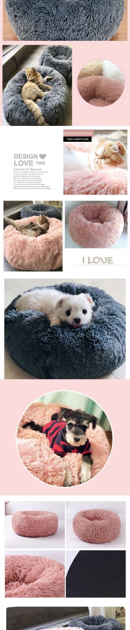 Pet Dog Bed Comfortable Donut Round Dog