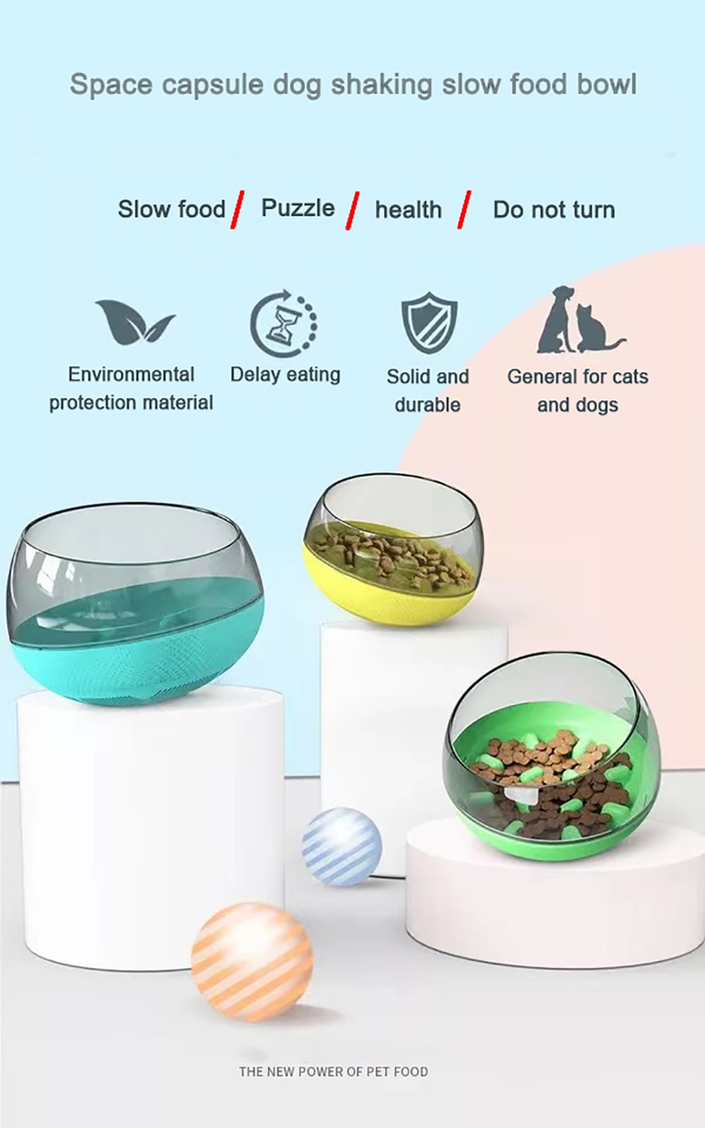 Dog Slower Feeder Bowl Spill-Proof Pet Tumbler