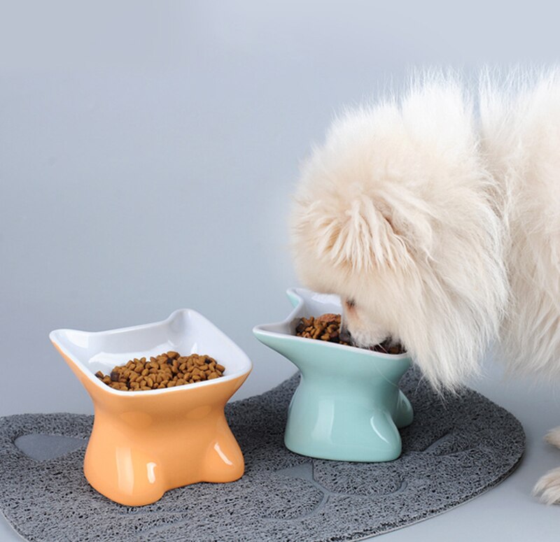 Cute Cartoon Pet Ceramic Bowl Feeder For Small Dog